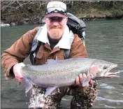  ?? CONTRIBUTE­D — JOSHUA AUCKLAND ?? Joshua Auckland landed a hatchery steelhead on Saturday while fishing the Mad River. The big buck weighed 14 pounds. The Mad has been the best choice for winter steelhead during the past week, and river conditions should remain ideal through Saturday.