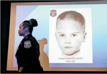  ?? Photos / AP ?? Police Commission­er Danielle Outlaw with an image of the now-identified ‘boy in the box’, Joseph Zarelli.