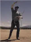  ??  ?? Inmate John Harris practises his roping skills as part of the Wild Horse Program at the Stewart Conservati­on Camp.