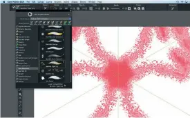  ??  ?? Use and customise over 900 brushes as well as special drawing modes like kaleidosco­pe and mirror. You can also use layers to blend paint types.