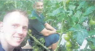  ??  ?? ●● David Blizycki (left) and Artur Chat returned to Poland after admitting shining a laser pen at a police helicopter from a Alderley Edge tomato farm