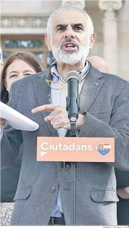  ?? ANDREU DALMAU / EFE ?? Carlos Carrizosa, candidato de Cs a ‘president’.