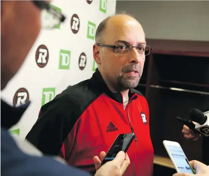  ?? JEAN LEVAC ?? Redblacks GM Marcel Desjardins was happy to add more offensive line depth a year after taking Alex Mateas first overall.
