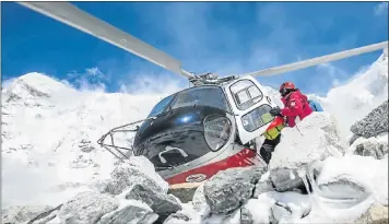  ?? Picture: AFP
Picture: REUTERS ?? IMMENSE COURAGE: Conditions on Mount Everest are extremely hazardous after the weekend avalanche which killed at least 18 people, but brave helicopter pilots are still flying in on rescue missions. South Africans were among those rescued, with one...