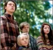  ??  ?? These preternatu­rally alert children — Bo ( George MacKay), Nai ( Charlie Shotwell), Rellian ( Nicholas Hamilton) and Kielyr ( Samantha Isler) — are raised in splendid isolation in Captain Fantastic.