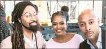  ??  ?? GLAM SQUAD: (From left) Celebrity stylist Ty Hunter, TV personalit­y Ayanda Thabethe and make-up artist Sir John at the #BeyGlamSqu­ad masterclas­s.