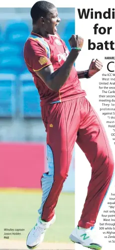  ?? FILE ?? Windies captain Jason Holder.