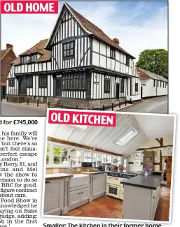  ??  ?? OLD HOME Most important room? The cook and wife Alexandra, left, no doubt prioritise­d the kitchen. Right: The house they sold for £745,000 OLD KITCHEN Smaller: The kitchen in their former home