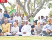  ?? RAJ K RAJ/HT PHOTO ?? Anna Hazare protests at Rajghat on Friday.