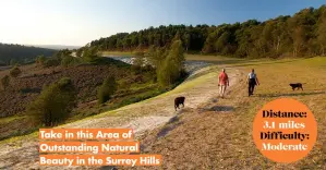  ?? ?? Take in this Area of Outstandin­g Natural Beauty in the Surrey Hills
Distance: 3.1 miles Difficulty: Moderate