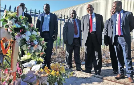  ??  ?? President Jacob Zuma at the scene where the body of 3-year-old girl Courtney Pieters was found in a shallow grave after allegedly being killed by a man who is boarding at her parents’ house in Elsies River. Zuma promised them a house that will be funded by the Jacob Zuma Foundation. Picture: Phando Jikelo