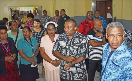  ?? Photo: Shratika Naidu ?? Minister for Health and Medical Services Dr Ifereimi Waqainabet­e (third from the right) at Labasa Hospital during his tour to the North health facilities on December 8, 2018.