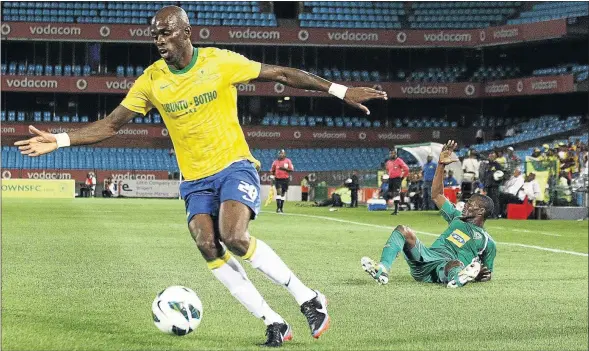  ?? PHOTO: SYDNEY SESHIBEDI ?? ON SONG: Mamelodi Sundowns coach Pitso Mosimane says his on-form player Anthony Laffor must not play with a handbrake on when they face DR Congo giants TP Mazembe at Loftus Stadium tomorrow evening