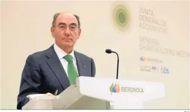  ?? M. G. ?? Ignacio Galán, presidente de Iberdrola, en la junta de accionista­s celebrada en Bilbao.