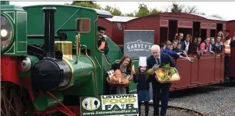  ??  ?? All aboard for Ireland’s Oldest Food Fair in Listowel, Co Kerry which takes place this week from November 9th-13th. This is the 23rd year of the festival which will include celebrity guests, cookery demonstrat­ions and the annual food awards. Pictured aboard the Listowel Lartigue Train for the launch are in front Molly Whyte, Colette O’Connor and Jimmy Deenihan. And at back from left, Tom Quinn, train driver, Oscar McElligott, Patrick Adaniak, Ronan Stack, Michelle o’Callaghan, Aimee Stack, Coleen Stack, Grace Harte, Lily Harte and committee members, Paul O’Connor, Garvey’s Listowel, Mairead Moriarty, Ruth O’Quigley, Dina Vyapuri, Asya O’Callaghan and vanguard Richard Lyons. Photo: Don MacMonagle