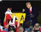  ?? CHRIS CARLSON / AP ?? President Donald Trump, at a rally Saturday night in Fayettevil­le, N.C., basked in chants of “fill that seat” from the audience.