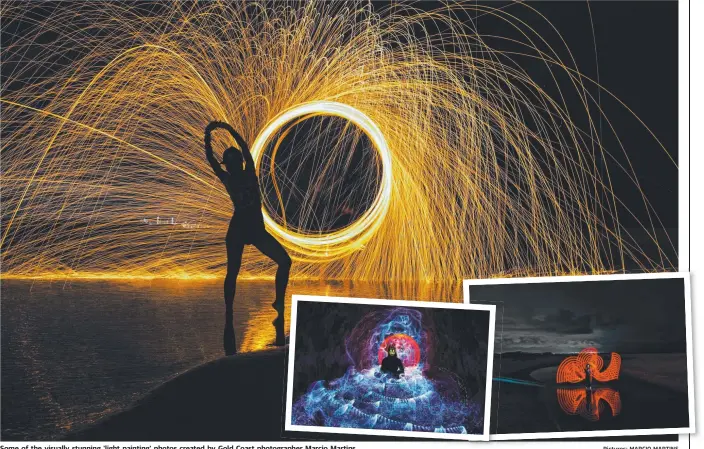  ?? Pictures: MARCIO MARTINS ?? Some of the visually stunning 'light painting' photos created by Gold Coast photograph­er Marcio Martins.