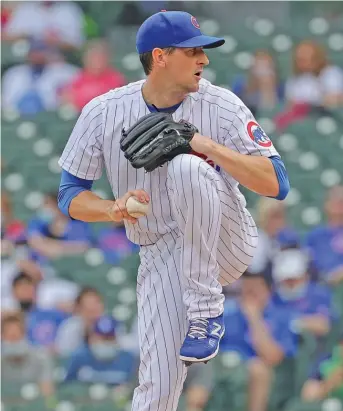  ?? GETTY IMAGES ?? Cubs starting pitcher Kyle Hendricks allowed no runs and four hits in six innings Wednesday.