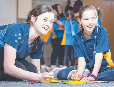  ?? Picture: Eddie Safarik ?? Maya Rappl, 22, unit leader of Clarence Seahorse Girl Guides and Hilary McCrossen, 10, of Clarence Penguin Girl Guides.