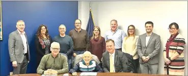  ?? Photo submitted ?? Shown at their annual meeting in the front row from left to right are: Jim Ryan, United Way vice-president; Don Fleming, UW board member and Joe Fleming, City of St. Marys manager. In the back row are: United Way Board members Rob O’Leary, Leah Whiteman, John Dippold, Pete Straub, Becky Piccolo, Doug Bauer, Dani Schneider, City Parks & Recreation director, Lewis Murray, UW board member, and Jane Olson, UW board member.