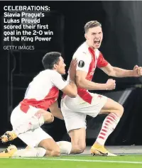  ?? GETTY IMAGES ?? CELEBRATIO­NS: Slavia Prague’s Lukas Provod scored their first goal in the 2-0 win at the King Power