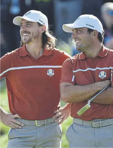  ?? ?? ↑ Tommy Fleetwood, left, formed a dynamic partnershi­p with Francesco Moliari in 2018