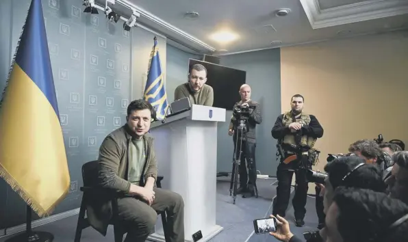  ?? ?? 0 Ukrainian President Volodymyr Zelensky speaks during a press conference in Kyiv earlier this month