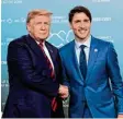  ?? Foto: Justin Tang, dpa ?? Kanadas Premiermin­ister Justin Trudeau (rechts) und Us-präsident Donald Trump.