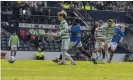  ?? Jeff Holmes/Shuttersto­ck ?? Celtic’s Greg Taylor scores the opening goal of the game against Rangers. Photograph: