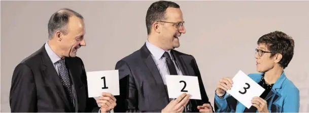  ?? BILD: SN/AP ?? Friedrich Merz und Jens Spahn haben sich als erste Kandidaten aus der Deckung gewagt. Doch wer ist Kramp-Karrenbaue­rs Favorit?