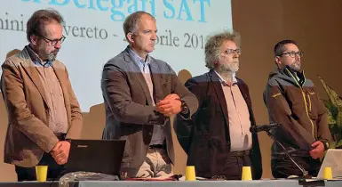  ??  ?? Teatro Rosmini Da sinistra Claudio Ambrosi, Ferruccio Salvaterra, Claudio Bassetti e Fabio Tognotti