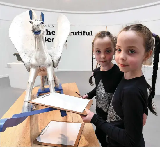  ??  ?? Twins Albhe and Justine O’Driscoll from Killarney at the Cruinniú na Cásca, a Creative Ireland initiative, event in Tralee, Co Kerry. Photo: Dominick Walsh