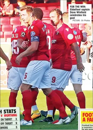  ?? PICTURE: EA Photos ?? FOR THE WIN: Ebbsfleet captain Dave Winfield celebrates his goal