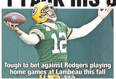  ?? Getty Images ?? PLAY THE STAY: Whether Aaron Rodgers continues to play for Green Bay or successful­ly forces a trade out of Wisconsin is a prop bet available at Circa Sports, with him staying a Packer favored at -140.