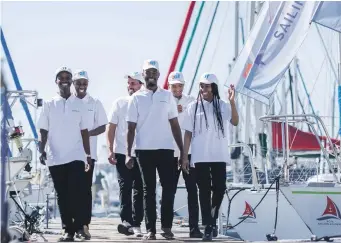  ?? ?? From left to right – Thando Mntambo, Tshepo Renaldo Mohale, Daniel Agulhas (1st mate), Sibusiso Sizatu (Skipper), Justin Peters, Azile Arosi.