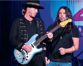  ??  ?? Kenny with vocalist Noah Hunt, who’s been with the Kenny Wayne Shepherd Band since 1998