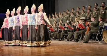  ?? — AFP ?? A file photo taken on April 19, 2006 shows the Red Army Choir performing in Rabat at the Mohammed VI theatre. A Russian military plane crashed on Sunday in the Black Sea as it made its way to Syria with 92 people onboard, including more than 60 Red...