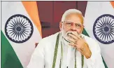  ?? PTI ?? Prime Minister Narendra Modi virtually addresses a gathering, Utkarsh Samaroh, in Gujarat’s Bharuch on Thursday,