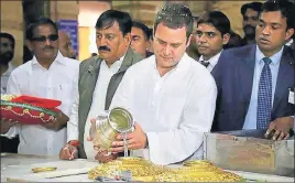  ?? PTI PHOTO ?? Rahul Gandhi during his visit to Gujarat’s Somnath Temple on Saturday.