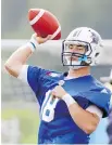  ?? JOHN MAHONEY/FILES ?? Some 30 Montreal Alouettes, including quarterbac­k Matthew Shiltz, are expected at a mini-camp this week.