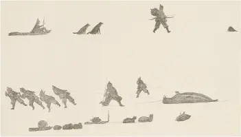  ??  ?? RIGHT
Ivik Keinek Okeeyuitme (Walrus Hunting in Winter) 1915
Lithograph
16.5 x 25.5 cm