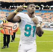  ?? LYNNE SLADKY/AP ?? Dolphins defensive end Cameron Wake has been on the Top 100 list six times in his career.