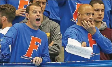  ??  ?? Surinames enige Olympisch gouden medaillewi­nnaar Anthony Nesty (r) is aangesteld als hoofdtrain­er van Florida Gator.
(Foto: Florida Gator)