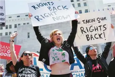  ?? GETTY ?? Protesters demonstrat­e at the March for Reproducti­ve Rights in Los Angeles last April.