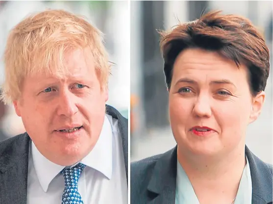 ?? Picture: PA. ?? Boris Johnson and Ruth Davidson will be among those taking part in the EU referendum debate at Wembley this evening.