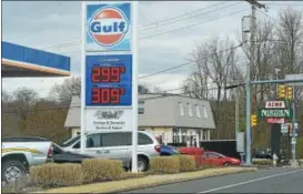  ?? PETE BANNAN — DIGITAL FIRST MEDIA ?? This Gulf station along Route 252 in Newtown Square was offering regular gas at $2.99.9 a gallon on Tuesday.