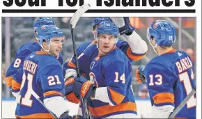  ?? USA TODAY Sports ?? TOP TO BOTTOM: Islanders stars like Bo Horvat (14), Mathew Barzal (13) and others have struggled recently, right as the Isles have hit a rough patch in their season.
