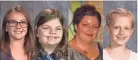  ?? PHOTOS COURTESY OF THE CHIPPEWA FALLS AREA UNIFIED SCHOOL DISTRICT ?? Jayna Kelley, 9, Haylee Hickle, 10, Sara Schneider, 32, and Autumn Helgeson, 10, were the victims of the Saturday hit-and-run in Lake Hallie.