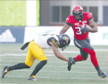 ?? JIM WELLS ?? The Calgary Stampeders will be bolstered by the return of running back Jerome Messam when they travel to Hamilton to play the rejuvenate­d Tiger-Cats on Friday at Tim Hortons Field. The Ticats are 4-2 since June Jones replaced Kent Austin as head coach.