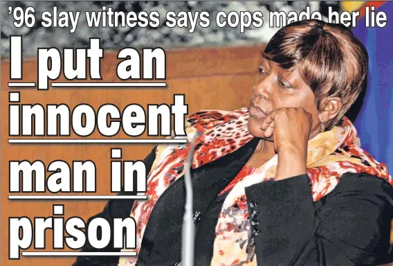  ??  ?? FALSE WITNESS: Joan Perser-Gennace claims police threatened her and family if she didn’t agree to their account of a murder in Far Rockaway.